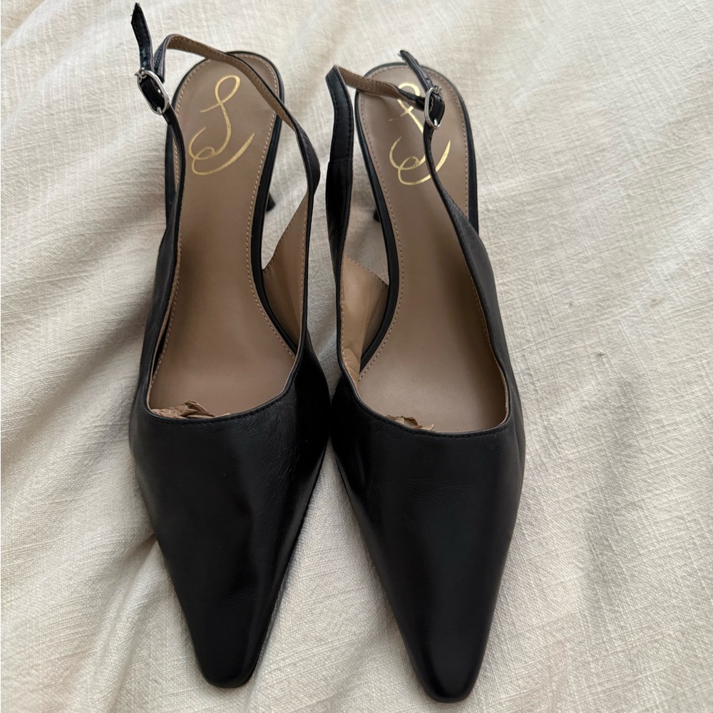 Sam Edelman Bianka Black Pointed-Toe Slingback Heels